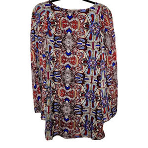 Fire Los Angeles Womens Chiffon Crepe Paisley Short Shirt Dress Size Small Red